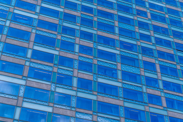 Glass walls of skyscrapers