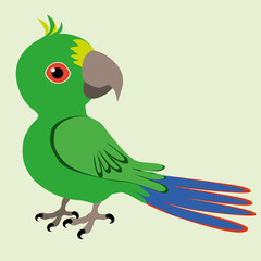 An Illustration of a green cartoon parrot