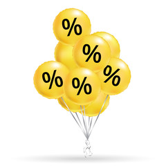 Sale balloons yellow background