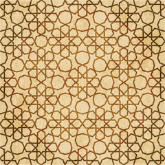 Retro brown Islam seamless geometry pattern background eastern style ornament