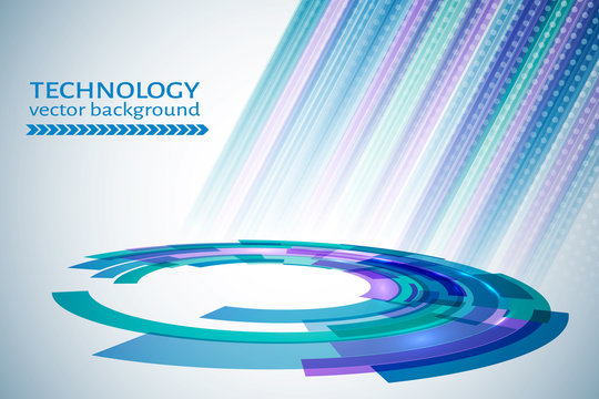 Blue And Purple Technology Abstract Circle Background.  Vector Illustration. Easy To Edit Design Template For Your Projects.