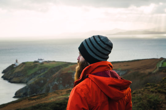 Man posing in mountains