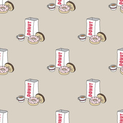 Donut and Coffee Seamless Pattern vector wallpaper background