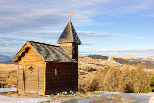Small wooden church of mountain
