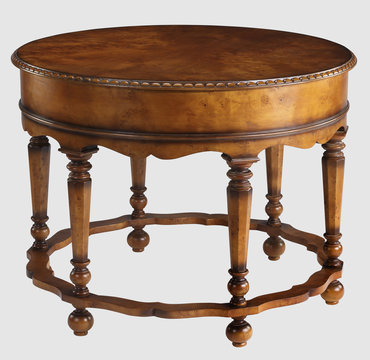 Round Wood Table With Clipping Path.