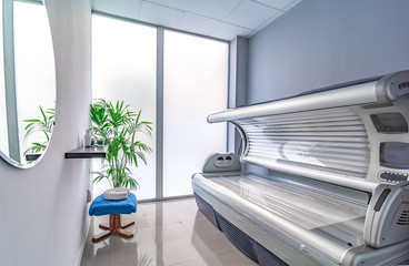Tanning bed in a modern beauty salon.