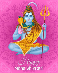 Poster Lord Shiva. Holiday  Maha Shivratri. Vector illustration.