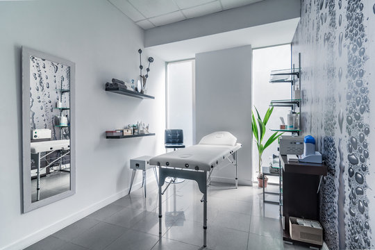 View of an Interior of a modern clean massage room.