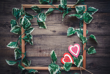 Picture to Valentines Day with frame and hearts