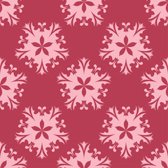 Red floral seamless background. Ornamental pattern