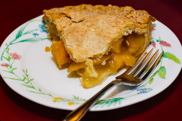 last piece of a delicious peach pie