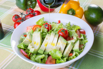 close up of avocado salad with ingredients
