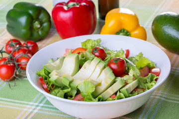 close up of avocado salad with ingredients