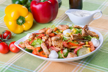 close up of caesar salad with ingredients