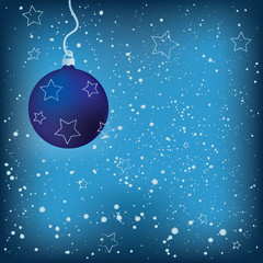 Blue snowy abstract background - Christmas ball - vector art