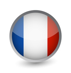 France Flag Round Glossy Icon