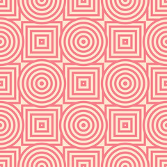 Red and beige geometric ornament. Seamless pattern