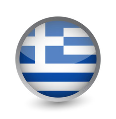 Greece Flag Round Glossy Icon