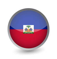 Naklejka premium Haiti Flag Round Glossy Icon