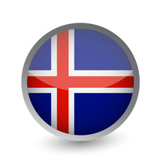 Iceland Flag Round Glossy Icon