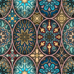 Seamless pattern. Vintage decorative elements. Hand drawn background. Islam, Arabic, Indian, ottoman motifs. Perfect for printing on fabric or paper.
