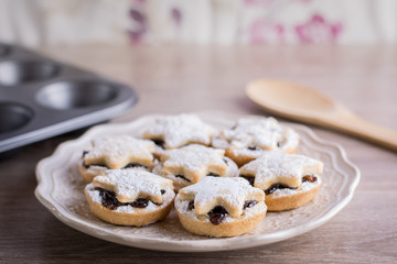 Christmas fruit mince pies on a plate