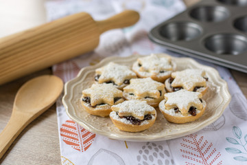 Christmas fruit mince pies on a plate