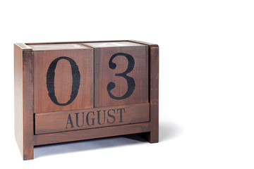 Wooden Perpetual Calendar set to August 3rd