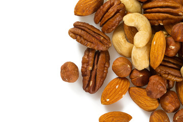 mixed nuts isoalted on white