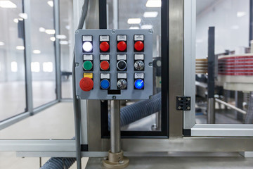 Control panel of an electrical switchgear cabinet. control panel with buttons