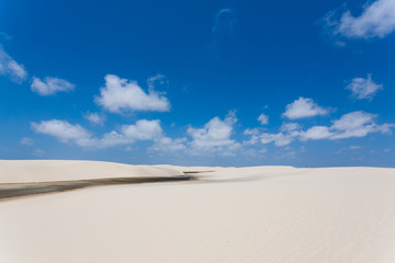 White sand dunes panorama from Lencois Maranhenses National Park, Brazil.