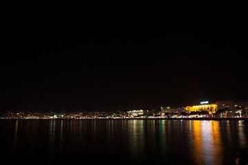 Cannes beach night view, France