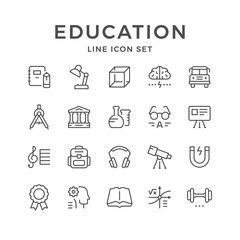 Set line icons of education