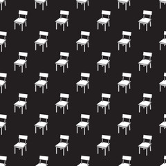 Chair Seamless pattern Vector table furniture isolated wallpaper background Black