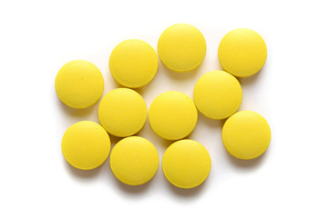 Pharmacy theme. Multicolored Isolated Pills and Capsules