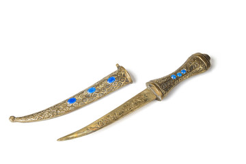 Vintage knife from ottoman empire in the white background