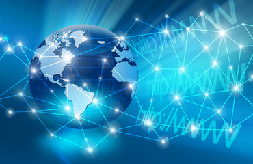 Best Internet Concept of global business. Globe, glowing lines on technological background. Wi-Fi, rays, symbols Internet, 3D illustration