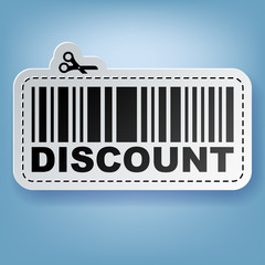 Sale tag sticker with barcode and scissors Vector illustration