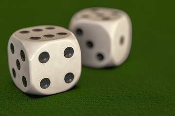 a gamble with many dice (3d rendering)