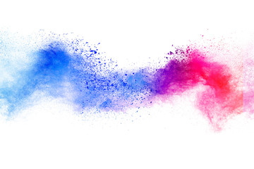 Splash of colorful powder over white background.