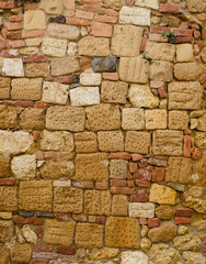 Background of yellow  bricks and stones