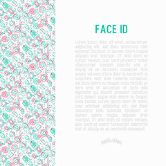 Fototapeta na wymiar Face ID concept with thin line icons: face recognition, scanning, mobile authentication, approved, disapproved, face detect. Modern vector illustration, template for web page.