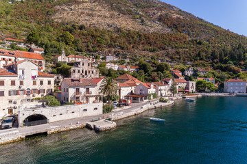 Fototapeta na wymiar Aerial view of the Bay of Kotor and town of Perast, Montenegro