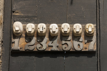 Retro doorbell button and numbers in Guatemala