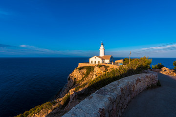 Fototapeta na wymiar Lighthouse in Capdepera Mallorca at Sunset