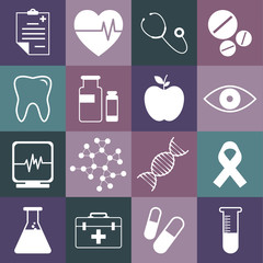 Medical flat icons. Vector illustration. 