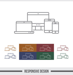 Linear responsive design icons set. Vector illustration.