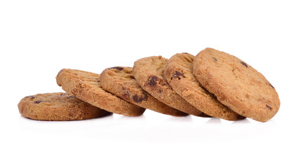 Chocolate homemade pastry biscuits isolated on white background
