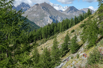 Fototapeta na wymiar View of Mont Blanc mountain range from Aosta valley