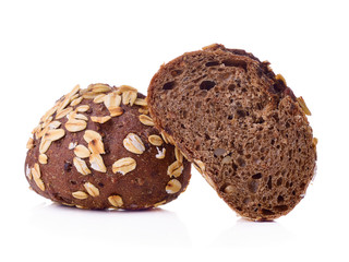 Fresh whole grain bread  on white background